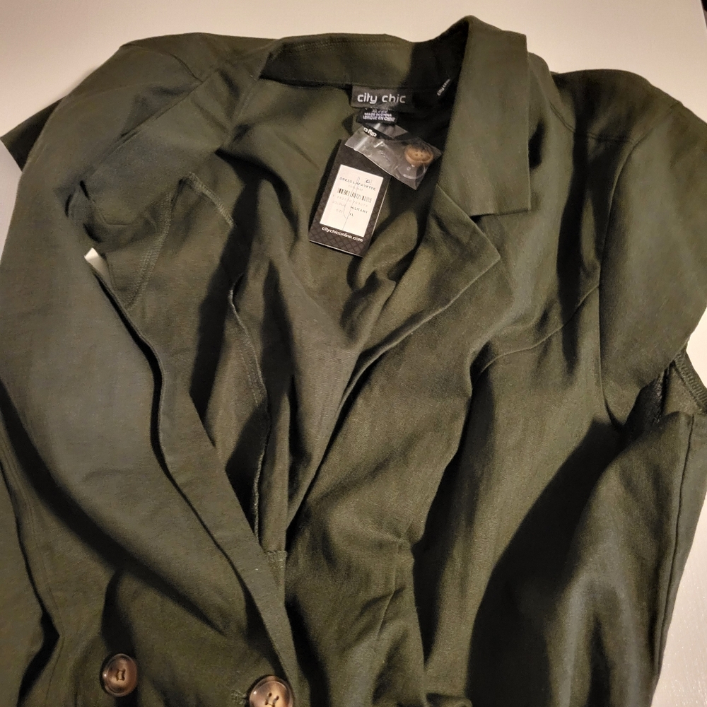 NWT City Chic Women Dress Lafayette,  Size XL/22,  Green, Linen Blended, Office - Picture 11 of 16